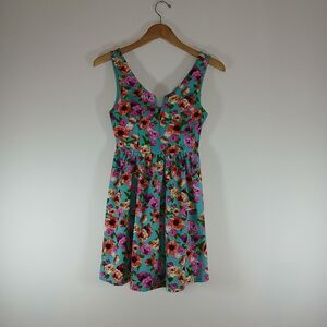 Oboe Floral Mini Dress Small Cottagecore Coquette Lightly Padded Fit & Flare